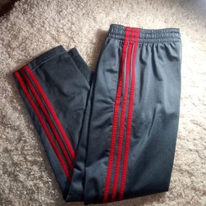 Adidas grey with red three stripe track pants